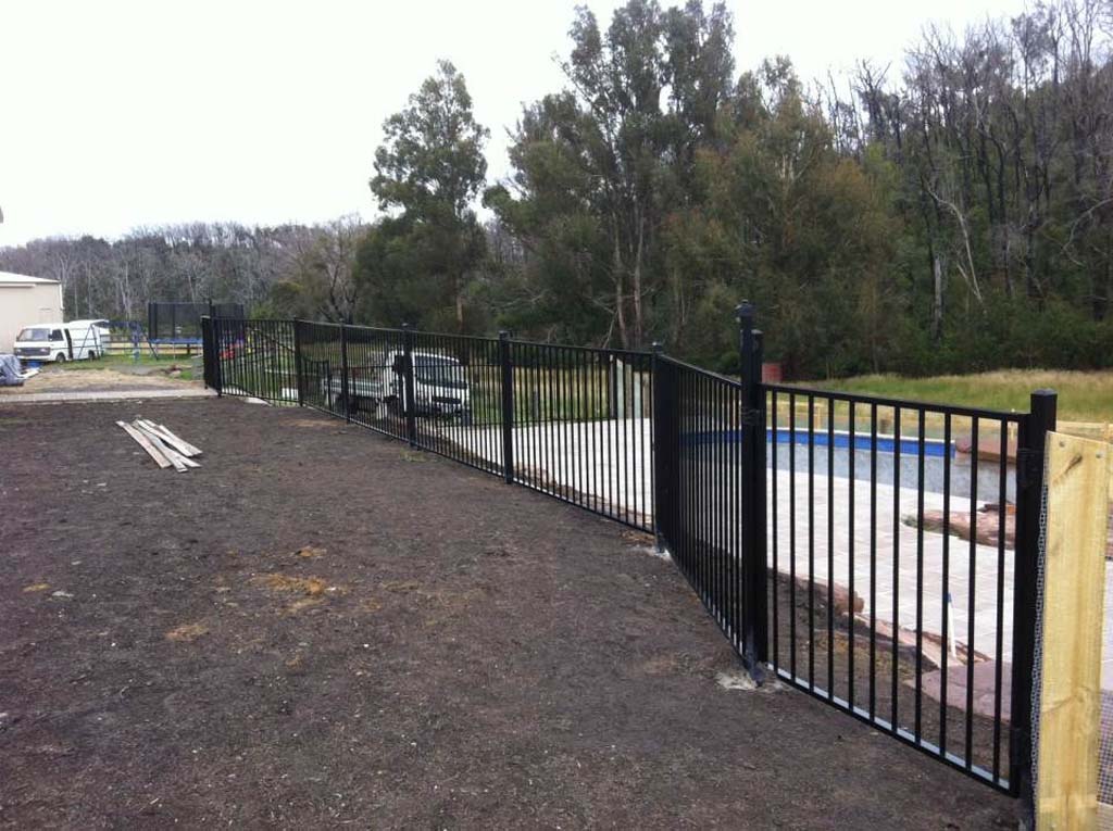 Flat top pool fence black whittlesea