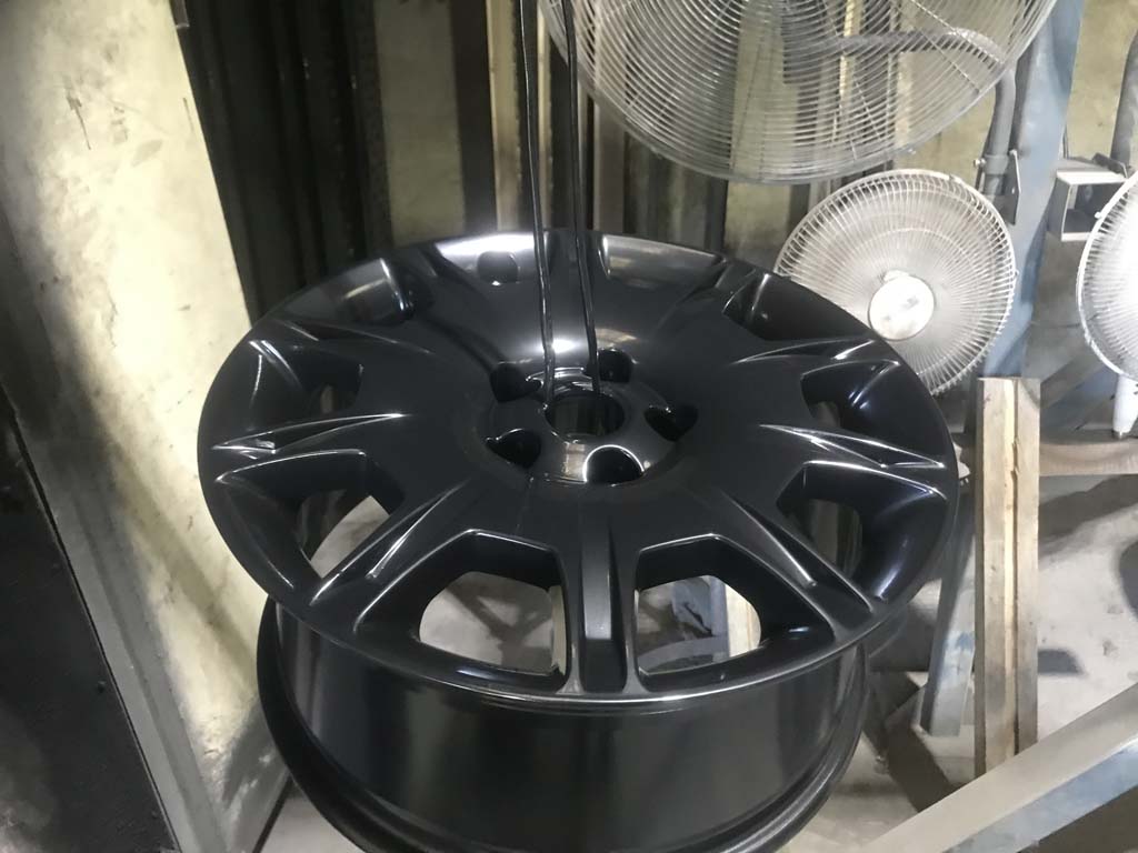 Powder coat alloy steel rims black